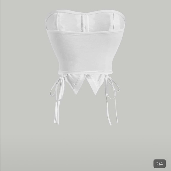 (FREE with bundle) White Ruffled Button-Up Tube Top - Picture 2 of 5